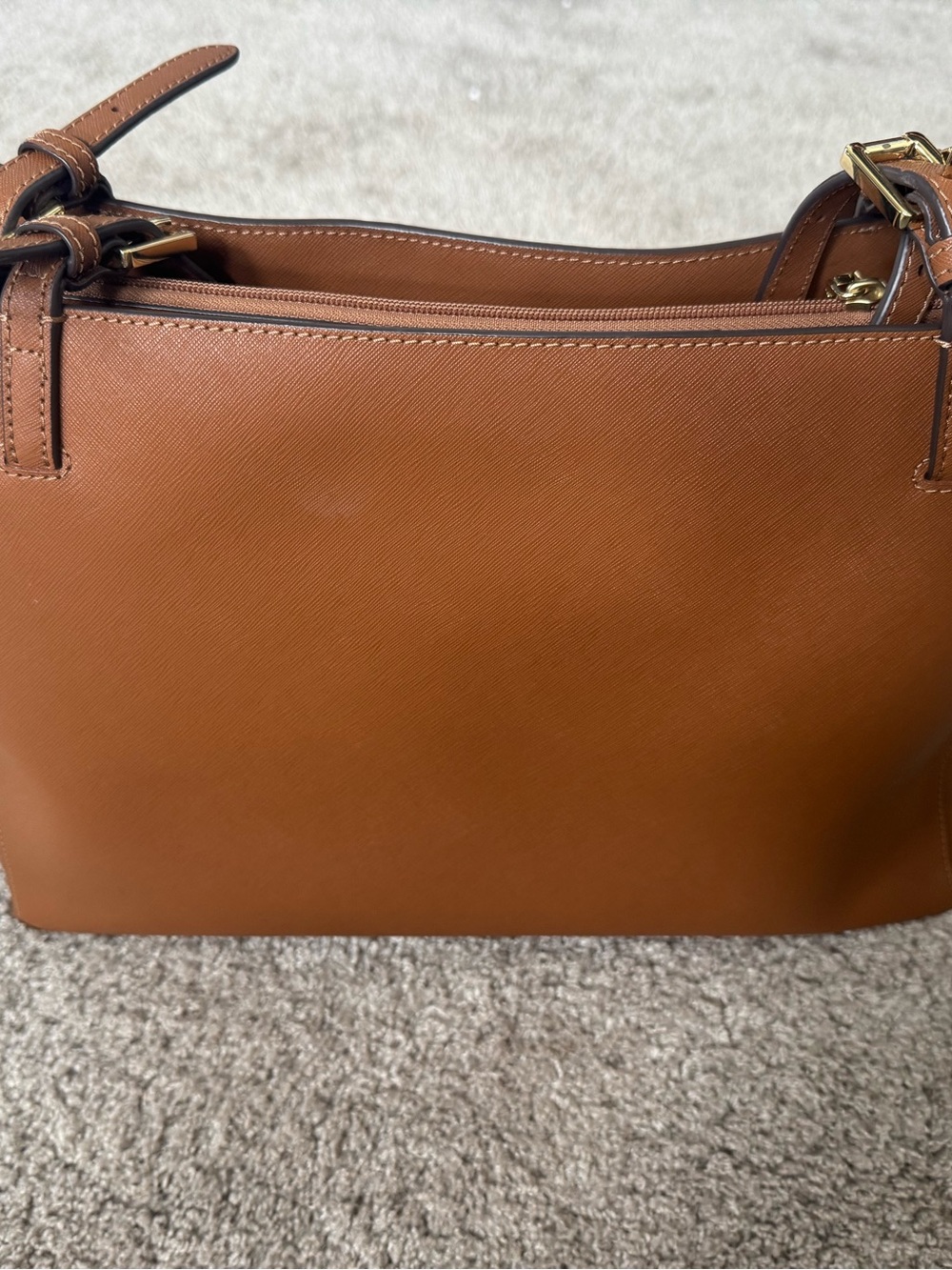 Excellent Condition Tory Burch Cognac Leather Saffiano Tote - Picture 2 of 13